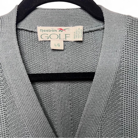 Vintage Reebok Golf Knit Sweater Vest Green Button Down L - Picture 6 of 6